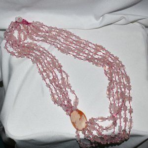 Amedeo NYC Cornelian and Rose Quartz Necklace, 33 inch